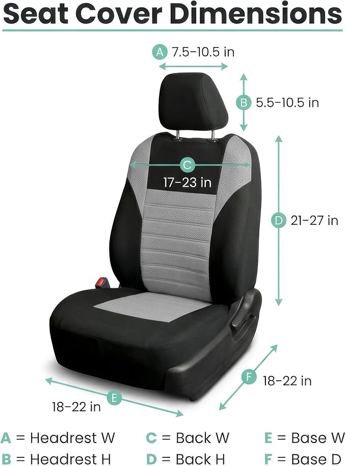 FH Group Gray Polyester Car Seat Cover, 3D Air Mesh, Front Set, Airbag Compatible, Universal Fit for Cars Trucks SUVs - Image 7