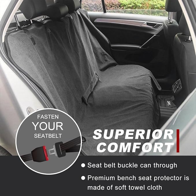 Car Towel Seat Cover, Waterproof Non-Slip Back Seat Protector for Post Gym Workout Beach Hiking, Sweatproof Washable Bucket Seat Protective Cover for Car SUV Truck Sedan (Gray) - Image 4