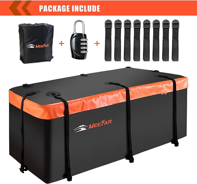 Hitch Mount Cargo Carrier Luggage Bag Waterproof 16 Cubic Feet Luggage Rack | Soft Shell Luggage Bag,Include 8 Reinforced Straps,Combination Lock,for All Vehicle with Steel Trailer Cargo Carrier Basket - Image 3