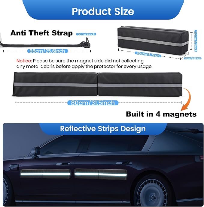 Magnetic Car Door Protector Removable Car Door Guard - Prevents Dents and Scratches for Vehicles (Black) 2 Pack - Image 3