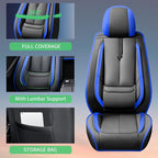 Fit Frontier Car Seat Covers for Nissan Frontier 2009-2025 2026 -Upgraded Premium Waterproof & Breathable Leather,Airbag Compatible,All-Weather Seat Cushion Protector,2 Front/Black-Blue - Image 8