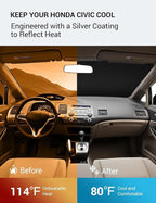 Proadsy Custom Fit 2006-2011 Honda Civic Windshield Sun Shade, Blocks Heat | 240T Heat Shield, Drops Temp 54°F, Blocks 99% UV, Prevents Dashboard Cracking, Summer Parking & Beach Trips, Easy Twist-Fold - Image 3