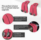 CoBak Purse Hook for Car - Universal Premium Stitched Leather and Aluminum-Magnesium Alloy Double Car Seat Back Storage Hook for Purses, Handbags, Bags (2 Pack),Raspberry - Image 3