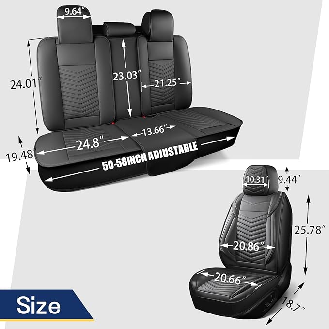 HChengkikz Nappa Leather Car Seat Covers Front Seats, Beige Car seat Protector, Waterproof Car Seat Cushion, Universal Automotive Seat Covers Fit for SUV Truck Pick-up Sedan and Most Cars | Easy Maintenance, Airbag Compatible, Universal Fit For Most SU... - Image 5
