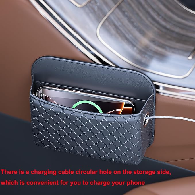 2 PCS Car Seat Side Storage Pocket Organizer Holder for Auto Door, Console, Vehicle Seat Gap Filler Tray Bag for Phone, Pen, Key, Sunglass, Invoice, Car Registration, Notepad, Card, USB Data Line - Image 6