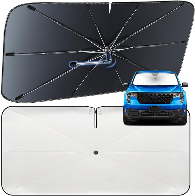 Windshield Sun Shade Umbrella for Ford Maverick 2022-2026 Front Window | Heat-Reflective Window Shade, Umbrella Sunshade Cover Blocks Heat, Protects Interior, Vehicle-Specific Precision Fit by Fshaanys