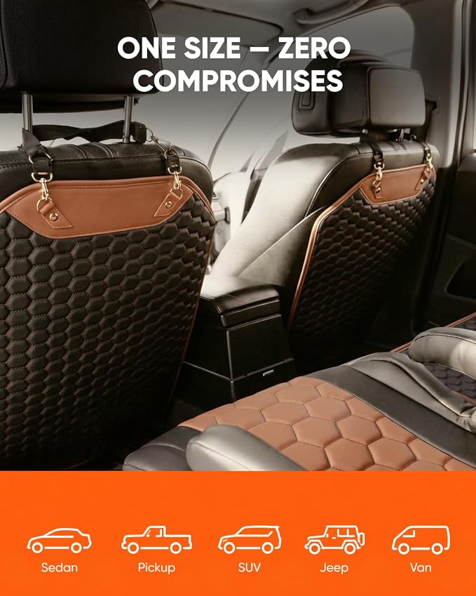 Kick Mat Back Seat Protector - Car Back Seat Cover for Kids Feet - Waterproof & Sturdy Protector for Upholstery from Dirt, Mud, Scratches and Stain (Hexy 2 pcs) - Image 7