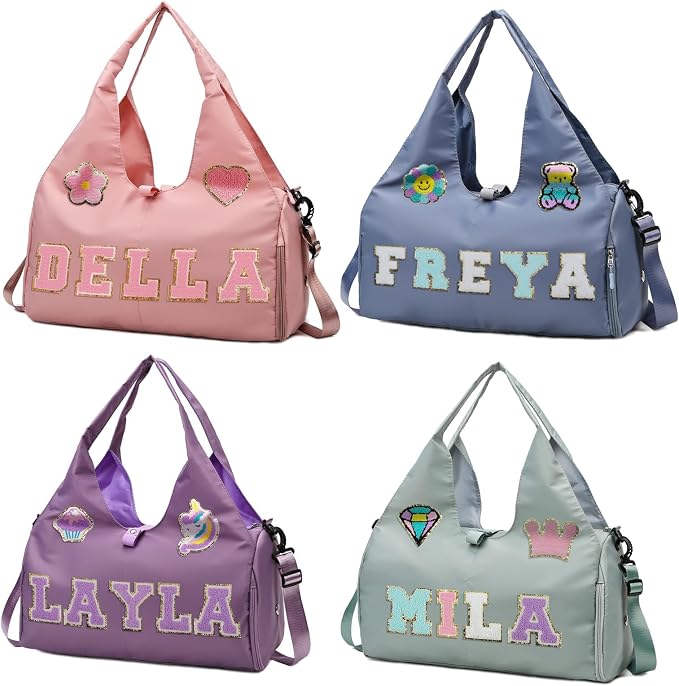 Personalized Name Dance Duffle Bags for Girls Dance Ballet Bag, Cute Travel Duffel Bag, Sport Duffle Gym Cheerleader Bag, Custom Chenille Letter Name Girls Boys Kids (Style 2) by CRAFFBASE