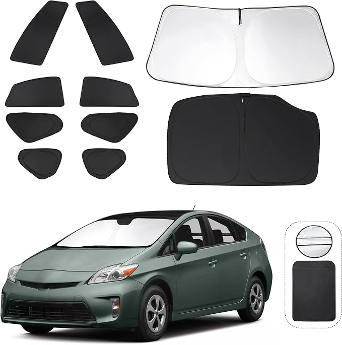 TINGLU Window Shades for Toyota Prius Hatchback 2010-2015 (Not for Prius C or Prius V) 10PCS Accessories Full Windows Rear Triangular Windshield Sun Shade Sun UV Rays Privacy Protection for Camping by TINGLU
