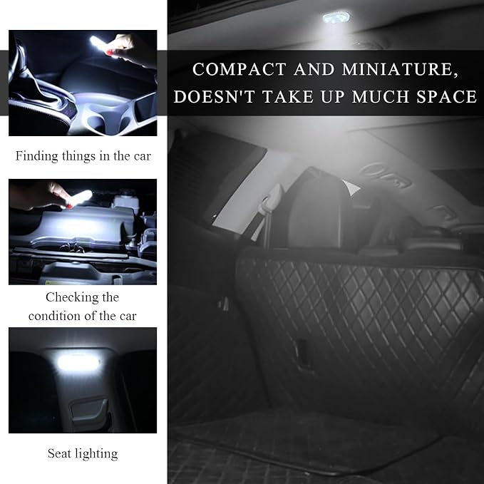 Wevdn 2 PCS Car LED Lights Interior Wireless, Magnetic Car Ambient Lighting with 6 Bright LED Lamp Beads, Portable USB Rechargeable Vehicle Interior Led Night Light for Car (White) - Image 4