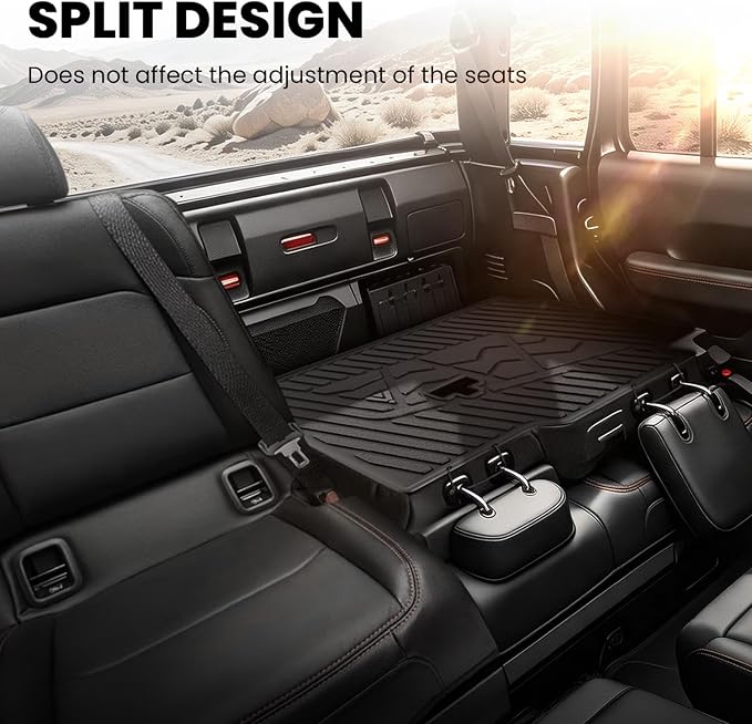 LASFIT Seat Back Mats for Jeep Gladiator JT 2020-2025 2026 | Rear Trunk Backrest Protectors, All Weather, TPE, Custom Fit Mats, Accessories, Black - Image 2