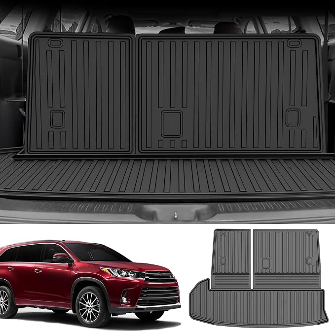 AOMSAZTO Cargo Mat for Toyota Highlander 7-Seat 2014-2019 with Seatback Mat | Custom Fit Floor Liners & Cargo Liner with Backrest Mat All-weather Easy to Clean Heavy Duty Waterproof Trunk Mat by AOMSAZTO