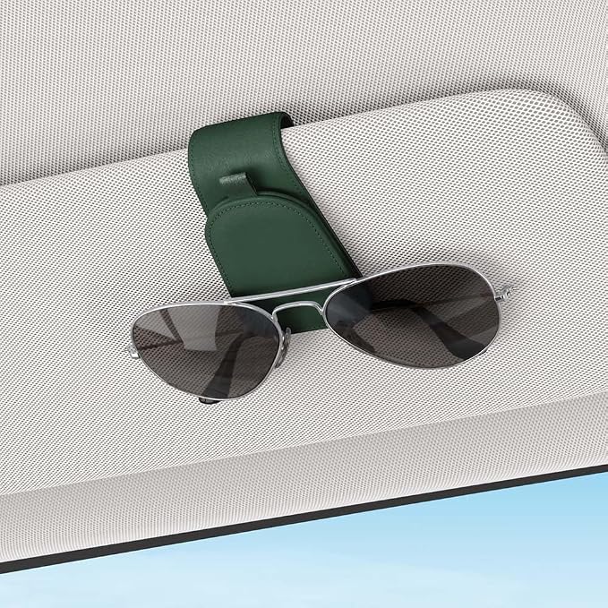 Sotfamily Magnetic Sunglass Holder for Car Visor, 2 Packs, Faux Leather | Strong Magnetism, for Most Car Visors, No Marks on Visor, Gift-Ready Packaging, Sunglass Organizer, Car Accessories for Men - Image 2