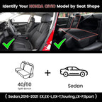 HKZ Custom Fit Civic Seat Covers for Honda Civic Sedan 2016 2017 2018 2019 2020 2021 EX,EX-L,EX-T,Touring,LX-P,Sport - 5-Seats Leather Full Set,Black - Image 2