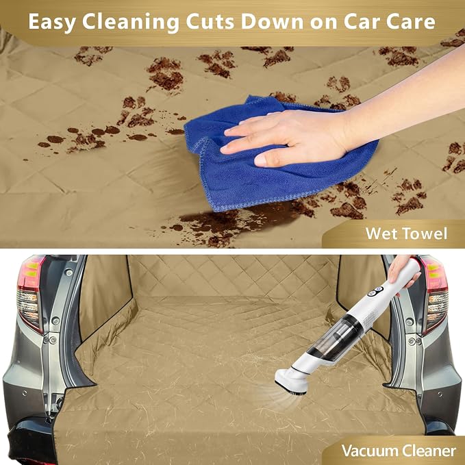F-color SUV Cargo Liner for Dogs - Trunk Cover with Bumper Flap Protector | Waterproof Pet Cargo Cover with Side Flaps, Non-Slip Trunk Mat, Rear Dog Car Seat Cover Prevents Scratches Pet Hair Mud Dirt - Image 4