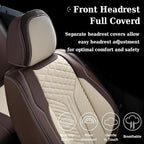 Coverado Leather Car Seat Covers Full Set, 5 Seats Waterproof Seat Covers for Cars Front and Rear Seat Cushions Protectors Universal Fit Most Vehicles (Bronw&Beige) - Image 7