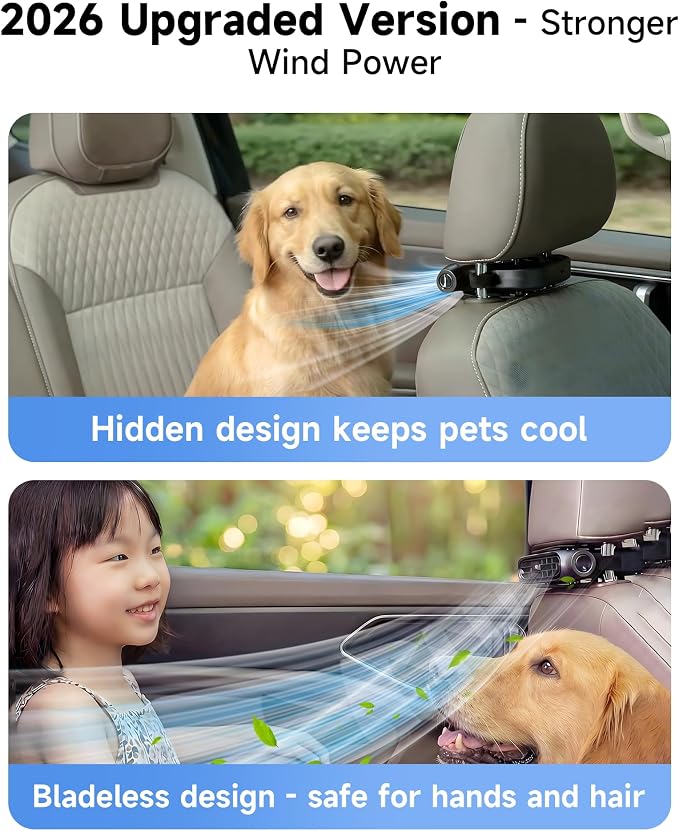 2026 NEW Car Seat Fan, Invisible Car Headrest Cooling Fan, USB Backseat Fan Portable Vehicle Design with 3 Adjustable Wind Speeds for Most Cars Vehicle Jeep Van RV Truck - Image 2