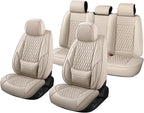 Car Seat Covers Full Set Custom Fit For Toyota Corolla 2001-2026, Beige | Lumbar Support, Premium Faux Leather, Breathable, Anti-Slip, Airbag Compatible, Waterproof, Car Seat Protectors, 2 Row-5Seat - Image 7