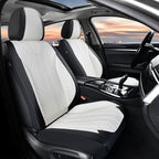 FLORICH Seat Covers Full Set Luxury Faux Leather Front and Rear Car Seat Cover Waterproof Automotive Seat Covers 5 Seats Car Seat Protector Universal Fit for Most Cars SUV Trucks, Black&White - Image 2