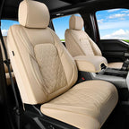Huidasource F150 F250 F350 Front&Rear Leather Seat Covers Fit for 2015-2026 Ford F150 SuperCrew & 2017-2026 F250 F350 F450 Super Duty Crew Cab XL XLT Lariat King Ranch Platinum(Full Set/Beige) by Huidasource
