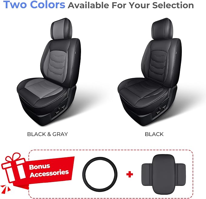 1:1 Custom Car Seat Covers Fit for Toyota RAV4 2019-2025 2026 | Fit for RAV 4 LE, XLE, XLE Premium, Limited Full Set Faux Leather Waterproof Seat Protectors(5-Seater, Black&Grey) - Image 3