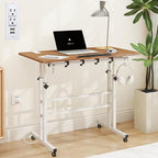 SIDUCAL Mobile Stand Up Desk with USB Ports and Outlets, Adjustable Laptop Desk on Wheels, Home Office Workstation, Rolling Laptop Cart for Standing or Sitting, 31.5" x 23.6" Vintage Oak by SIDUCAL