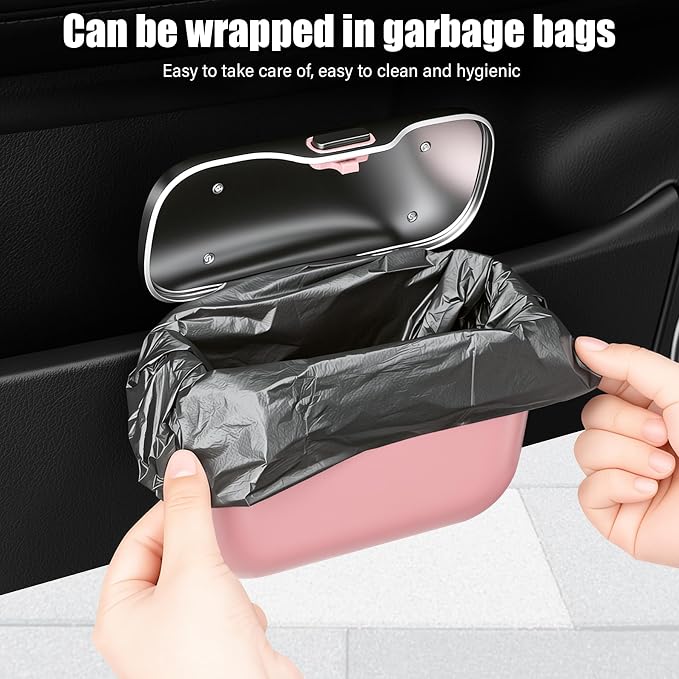 UYYE Car Trash Can, Car Garbage Bin with Lid & Handle - Leak-Proof Mini Trash Can for Car, Truck, SUV - Essential Car Accessories for Organization (Pink) - Image 6