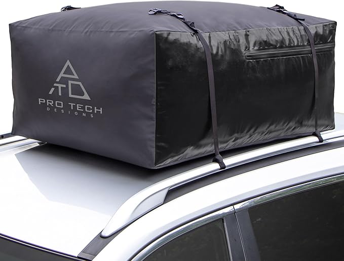 Voyager 15 Waterproof Rooftop Cargo Carrier Bag, 15 Cubic Feet Vehicle Roof Storage with Straps & Door Hooks, Weatherproof Car Top Carrier for SUVs, Vans, RVs & Trucks, 42" x 34" x 18" by ProTechDesigns