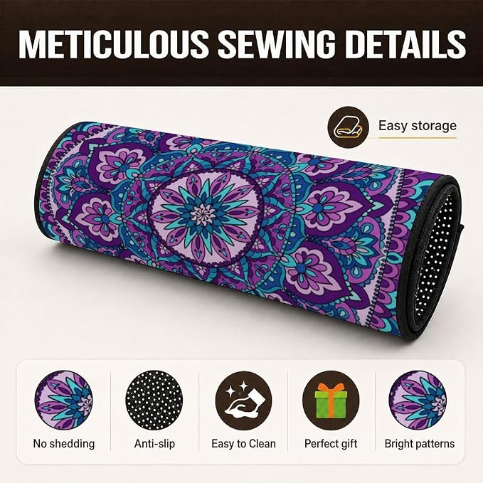 Car Trunk Mat for SUV, 31"x47" Boho Purple Mandala Cargo Liner Protector | All Weather Universal Cargo Liners for Dogs, Car Accessory for SUVs/Sedan/Wagons, Durable Non-Slip Washable Rear Cargo Mat - Image 3