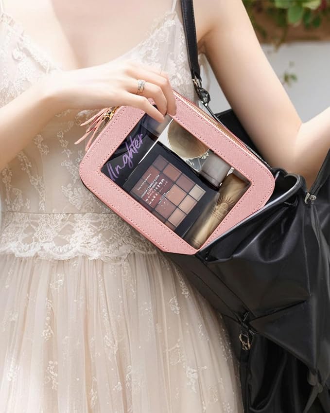 Travel Clear Makeup Bag Set, TSA Approved Cosmetic Bag Case with Zipper Portable Makeup Pouch Toiletry Bag Traveling Cosmetic Organizer Storage Bag Car Organizer Car Essentials - Image 4