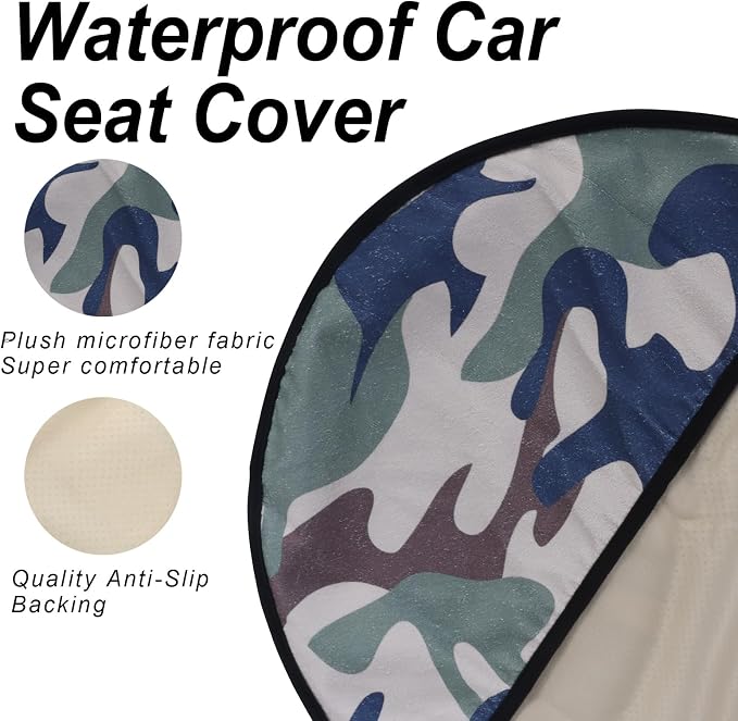 Sweat Towel Car Seat Cover Protector Front Seats for Gym Workout, Running, Swimming, Beach and Hiking, Waterproof Universal Seat Cover for Car, Trucks, Van & SUV (2, Camouflage, Front) - Image 4
