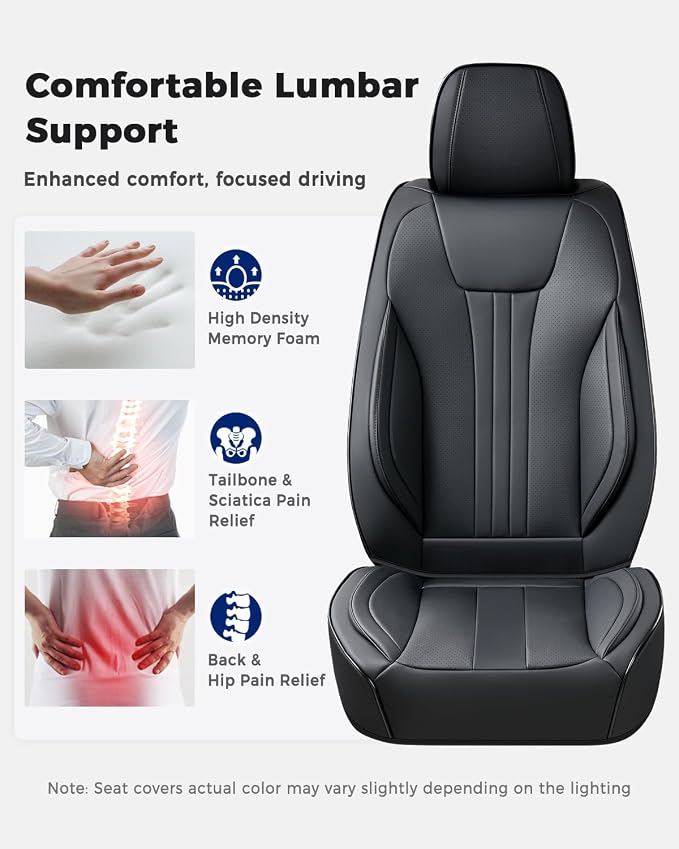 Huidasource Luxury Waterproof Faux Leather Car Seat Covers, Universal Fit for Most Cars, SUVs & Trucks, Airbag Compatible, Easy to Install, Resist Spills, Dirt and Wear for Daily Use, Black - Image 5
