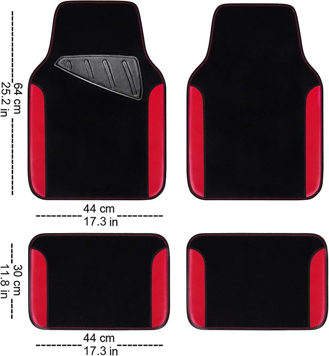 CAR PASS 3D Air Mesh Car Seat Covers Full Sets w/5mm Sponge, 4Pcs Waterproof Car Floor Mats, Steering Wheel Cover Universal Fit for SUV Sedan Truck, Airbag Compatible Automotive Interior(Black & red) - Image 5