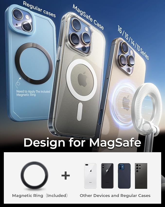 2026 Upgraded for MagSafe Vacuum Car Phone Mount | 2800gf Strong Magnetic Phone Holders for Your Car, 360° Adjustable 98LBS Suction Cup Car Mount for iPhone 12–17 Pro Max - Image 6