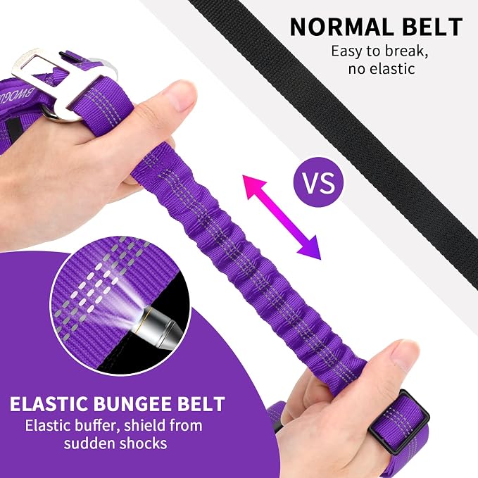 BWOGUE 2 Pack Dog Seat Belt for Car, Elastic Headrest Restraint | Headrest or Buckle Use, 18-30 in Adjustable, Elastic Buffer, Metal Buckle, 2-in-1 Seat Belt and Leash, Use with Dog Harness - Image 3