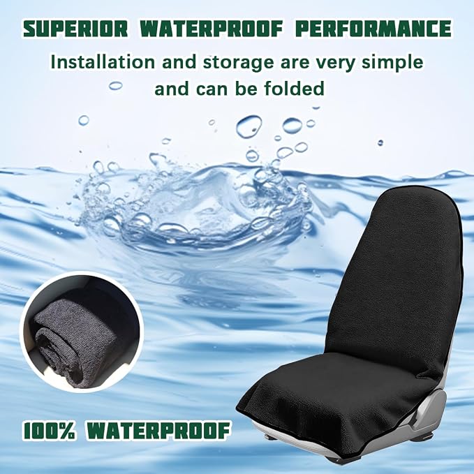 55.12 x 29.53 Inch Terry Cloth Car Seat Cover, Black | absorbent surface, waterproof barrier, granular anti-slip backing, side-free profile, interior accessory - Image 4