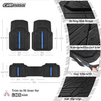 CAR PASS Rubber Floor Mats for Cars, Car Mats Full Sets DeepDish,Universal S~L Size Trim-to Fit Automotive Floor Mat for Truck Van SUV, Heavy Duty Waterproof All-Weather Floor liner Durable Black Blue - Image 3