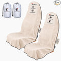 Towel Car Seat Covers for Sweat Protection, GRS Certified Recycled Microfiber Absorbent Front Seat Protector, Non-Slip Washable Universal Fit for Sedans SUV Minivans(2 Pack,Beige) by TESFEEL