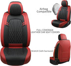 MINGBRON Car Seat Covers,Breathable and Waterproof Faux Leather Automotive Seat Covers for Cars SUV Pick-up Truck Sedan,Universal Anti-Slip Driver Seat Covers Wine Red - Image 6