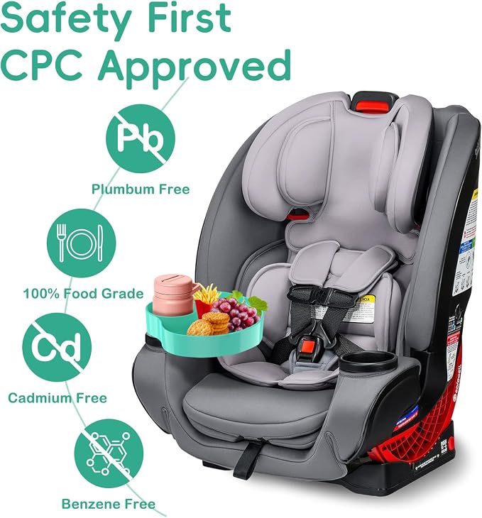 Kids Car Seat Tray, Travel Tray with Cup Holder for Toddler Baby, Kids Car Seat Food Snack Organizer for Road Trip, Stroller snack Organizer Travel Must Haves Toddler Must Haves (Light Green, 1 PCS) - Image 2
