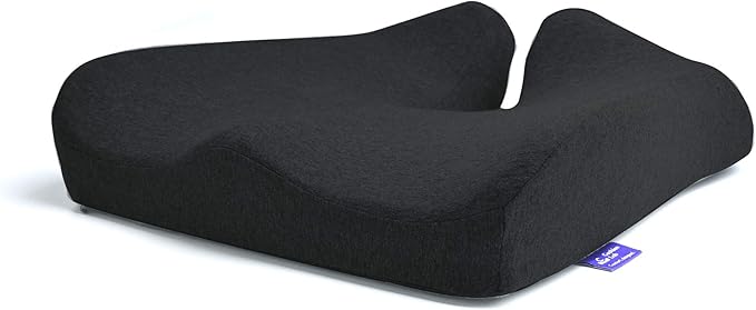 Cushion Lab Patented Pressure Relief Seat Cushion for Long Sitting Hours on Office & Home Chair - Extra-Dense Memory Foam for Soft Support. Car Pad for Hip, Tailbone, Coccyx, Sciatica - Black by CUSHIONLAB