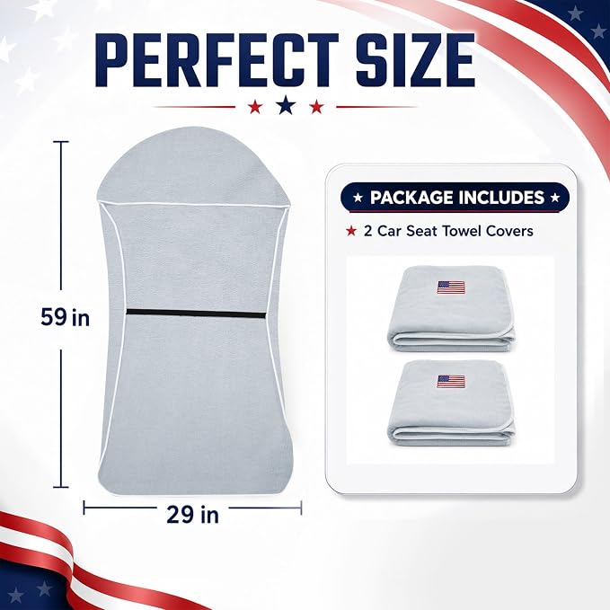 Car Seat Towel Cover, Sweat-Proof & Absorbent Microfiber Seat Protector for Gym, Workout & Beach, Universal Fit for Most Cars, SUVs & Trucks, 59"x29", Silver Gray Flag (2-Pack) - Image 7