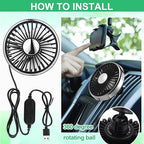 Glooglitter 2 Pcs Car Fan USB for Rear Seat Passenger Portable Headrest 360 Degree Rotatable 3 Speed 12v/ 24v Automobile Ventilation Fan with Clip for SUV Backseat, RV, Vehicles(Novelty,Silver) - Image 3