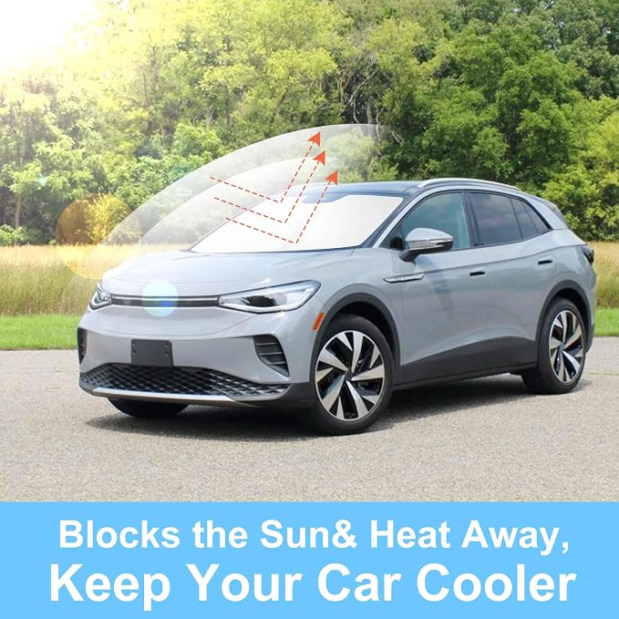 Windshield Sun Shade for 2021-2026 Volkswagen ID.4 Accessories | Full covered for windshield, Foldable & Durable, Block UV Rays, Reduce Heat, Easy to install, Keep Car Cooler - Image 6
