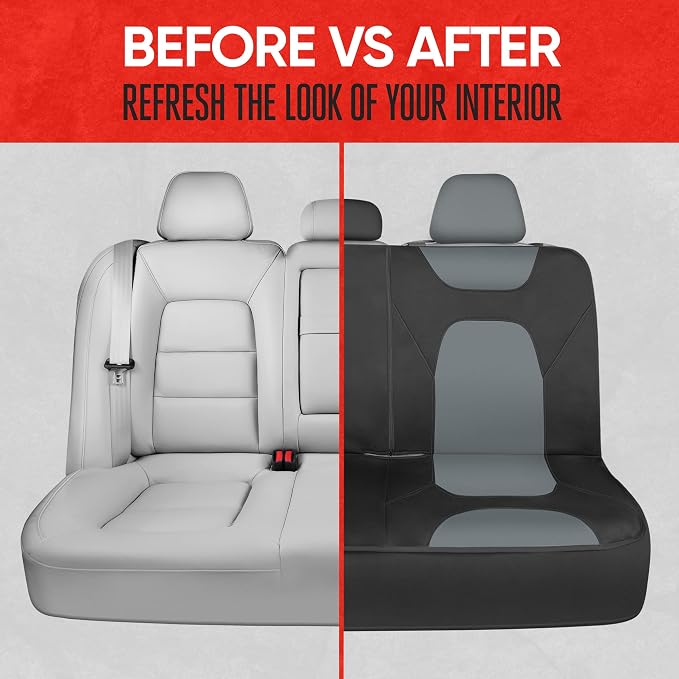 Motor Trend Waterproof Car Seat Covers Full Set – Black & Gray Seat Covers for Car Front & 60/40 Split Back Bench - Carseat Cover for Trucks, SUV - Universal Fit for Most Regular Size Vehicles - Image 8