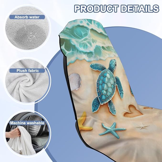 Sea Turtle Car Towel Seat Cover 1 Piece Breathable Car Seat Cover Protector Removable Automotive Accessories for SUV Vehicle Sedan Truck - Image 6