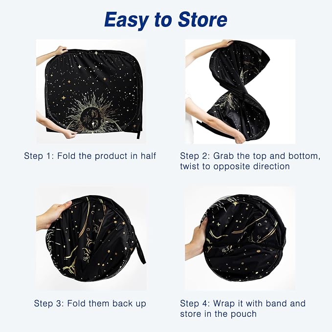Car Windshield Sun Shade UV Reflector Foldable Front Window SUV | Blocks 98% UV Rays,Keep Interior Cool,Universal Fits Hatchback,Truck,MPV,Storage bag,57"L x 31.5"W,Car Summer Accessories - Image 7