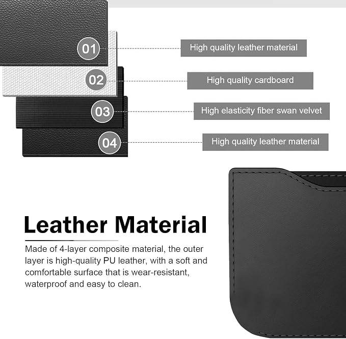 Car Storage Pocket, Leather Car Side Pocket Organizer, Multifunctional Seat Gap Pouch for Mobile Phones Cards Bills, Universal for Most Vehicles (Black) - Image 4