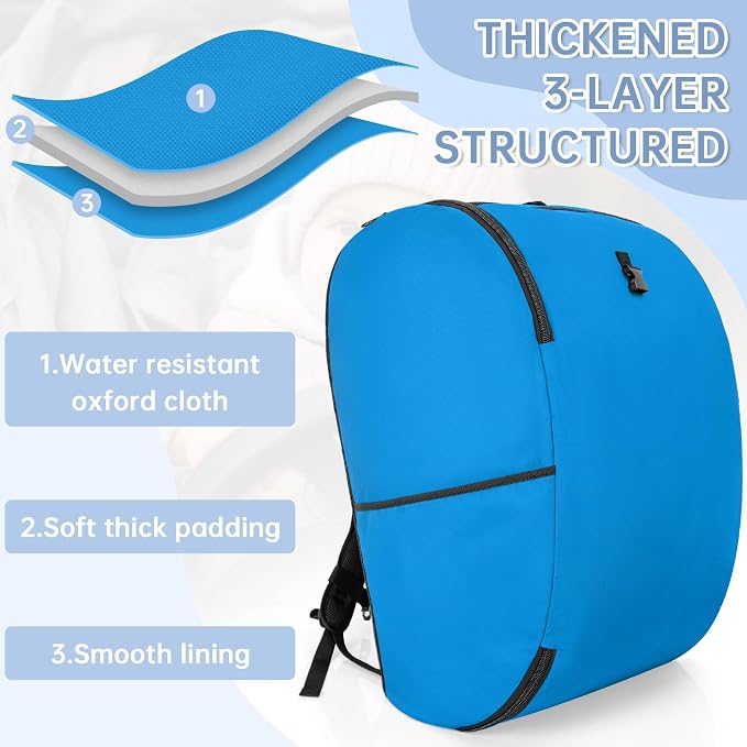 Padded Car Seat Travel Bag Compatible with Doona Car Seat Stroller | Car Seat Travel Bag with Lockable Zipper, Foldable Gate Check Bag for Airplane, Travel for Baby Essentials (Sky Blue) - Image 3