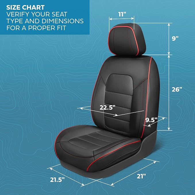 MotorBox Cabin King Crimson Trail Leather Seat Covers for Trucks & Cars | Black and Red Full Set Car Seat Covers, Waterproof Leather Seat Covers, Car Accessories, Seat Protector, Universal Fit - Image 3
